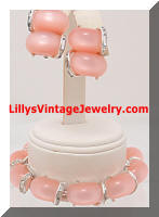 Vintage Kramer Pink Lucite Rhinestones Bracelet Earrings Set