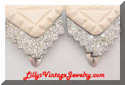 Art Deco rhinestone plastic dress clips pair