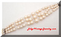 Vintage 3 Strands faux Pearls Crystals Rhinestones Bracelet