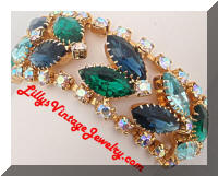 Vintage AB Green Blues Rhinestones Bracelet