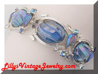BSK Aurora Borealis Blue Art Glass Rhinestones Link Bracelet