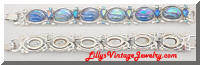 BSK Aurora Borealis Blue Art Glass Rhinestones Link Bracelet