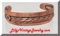 Vintage BELL Copper Braided Cuff Bracelet