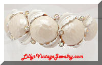 Vintage HAR White AB Rhinestones Baroque Pearls Clamper Bracelet