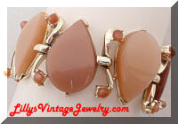 Vintage Tan Beige Moonglow Plastic Inserts Bracelet