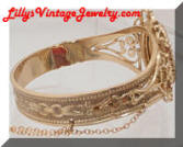 Vintage WHITING and DAVIS MOP Golden Hinged Bracelet