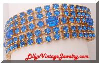 Bright Blue rhinestones wide bracelet