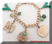 Golden Green Charms Vintage Bracelet