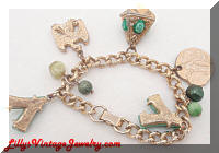 Golden Green Charms Vintage Bracelet