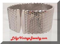 Large Vintage Silver tone Mesh Cuff Bracelet