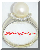 AJC golden pearl cocktail ring brooch