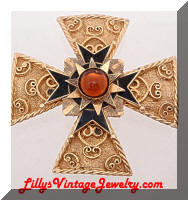 ACCESSOCRAFT Vintage Maltese Cross Brooch Pendant Combo