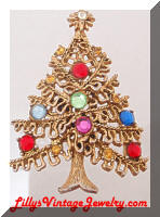 Vintage HOLLYCRAFT Golden Christmas Tree Brooch