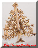 Vintage HOLLYCRAFT Golden Christmas Tree Brooch