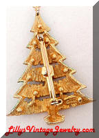 Vintage J.J. Enamel Rhinestones Christmas Tree Brooch
