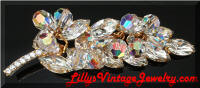 Vintage DeLizza and Elster Juliana AB Crystals Rhinestones Leaf Brooch