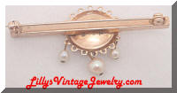 Vintage MARINO Golden faux Pearls RS Bar Pin