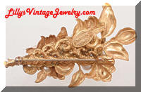 Vintage Miriam HASKELL Golden Faux Pearls Floral Brooch