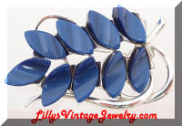 Vintage STAR Navy Blue Plastic Leaves Inserts Brooch