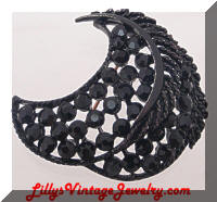 Vintage WEISS Japanned Black Crescent Feather Brooch