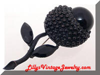 Vintage WEISS Japanned Black Flower Brooch