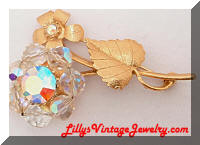 Vintage Quality AB Crystals Beads Floral Brooch