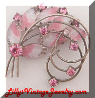 Vintage Pink Givre Rhinestones Brooch