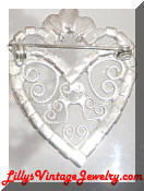 scrollling rhinestones vintage heart brooch