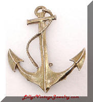 Vintage Silver tone Naval Anchor Brooch