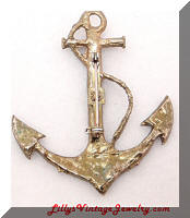 Vintage Silver tone Navy Anchor Brooch