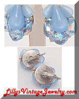 Blue crystals beads vintage earrings