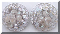 Vintage Lucite Plastic Confetti Shell MOP Earrings