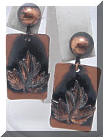 Vintage Dangle Copper Leaf Earrings