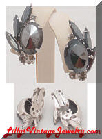 Vintage DeLizza and Elster JULIANA Metallic Hematite Earrings