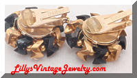 Vintage HOBE Black Gold Beads Earrings