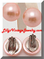 Vintage HONG KONG Peach Pearlized Button Earrings