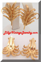 Vintage KRAMER Golden Palm Leaf Earrings