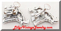 Vintage OLEET Rhinestones Elephant Earrings