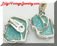 blue confetti vintage earrings