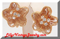 Vintage Golden Twisted Wires Star Earrings