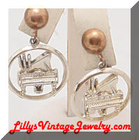 Vintage Golden Grand Piano Dangle Earrings