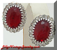 Red Rhinestones vintage earrings
