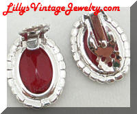 Red Rhinestones vintage earrings