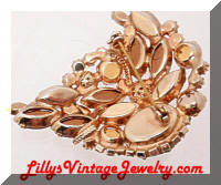 DeLIZZA and Elster Amber Topaz Rhinestones Brooch