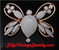 Vintage JULIANA White Rhinestones Butterfly Brooch