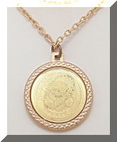 Vintage Golden Bicentennial Coin Pendant Necklace