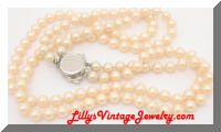 Vintage Cream Glass Pearls 2 Strands Necklace
