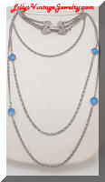 Multi Chains Silver tone Blue Rhinestones Necklace