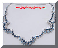 Gorgeous Layered Blue Rhinestones Fringe Necklace