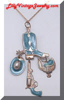 Vintage Enamel Cowboy (or girl) Charm Pendant Necklace